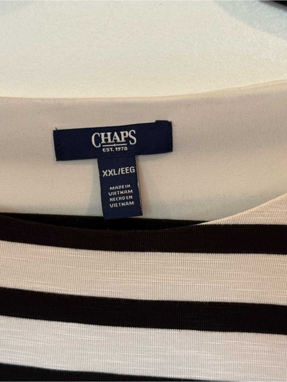 Chaps XXL Black and White Striped Top - Picture 3 of 3